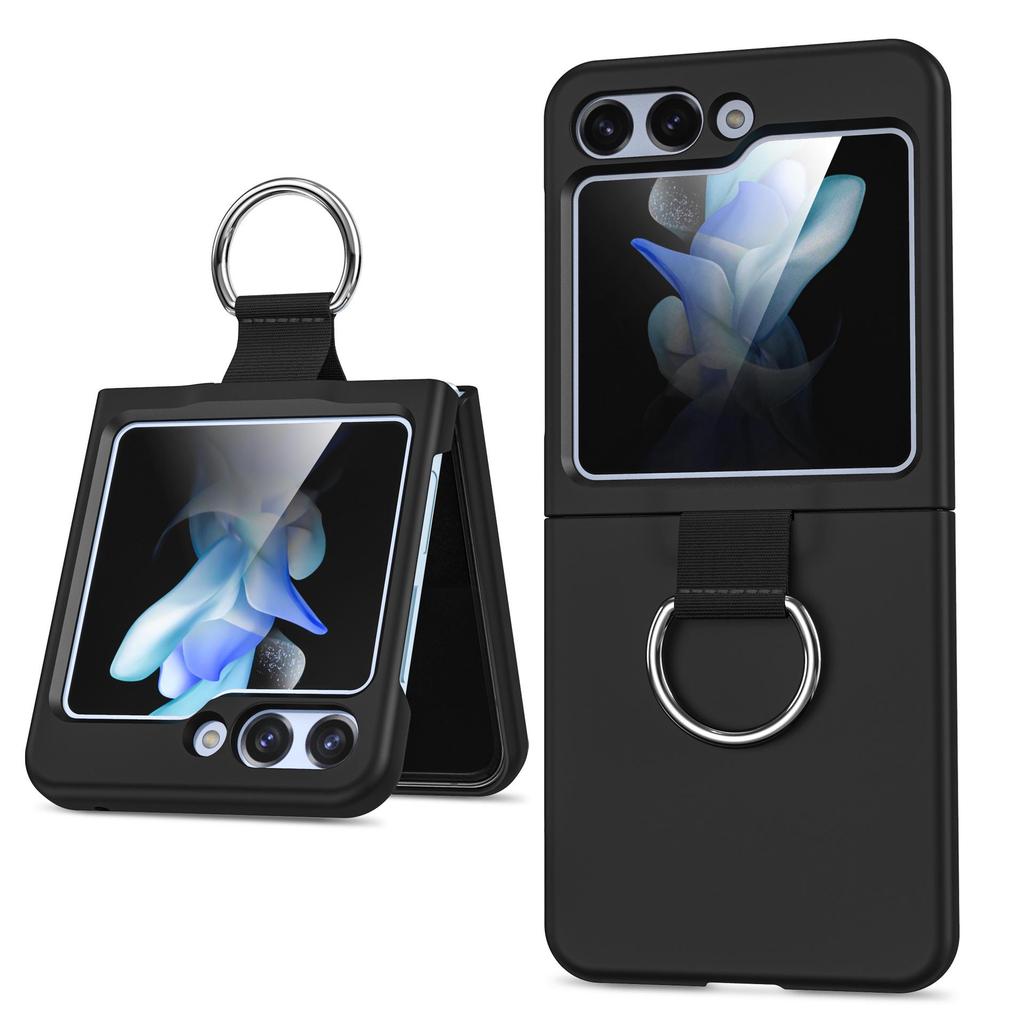 Чехол Samsung ZFlip7 с ремешком-кольцом для пальца: Однотонная, Матовая, Защитная крышка от падения для ZFlip3/5/6