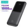 USAMS 10000mAh Power Bank 20W Type C PD Fast Charge Powerbank Portable Battery Charger Built-in Cables for iPhone 15 Redmi POCO