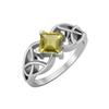 Квадратный лимонный кварц 5 мм, стерлинговое серебро 925 пробы, одиночный камень, кельтский, женское обручальное кольцо