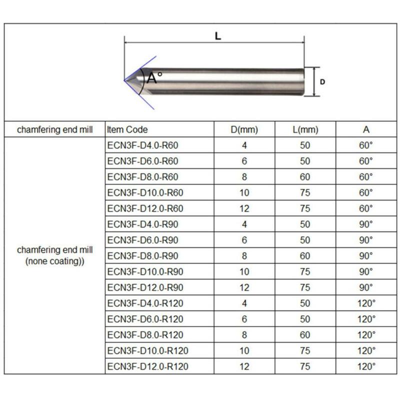6mm Shank End Mills 3 Flutes Carbide Chamfer Milling Cutter Aluminium Copper