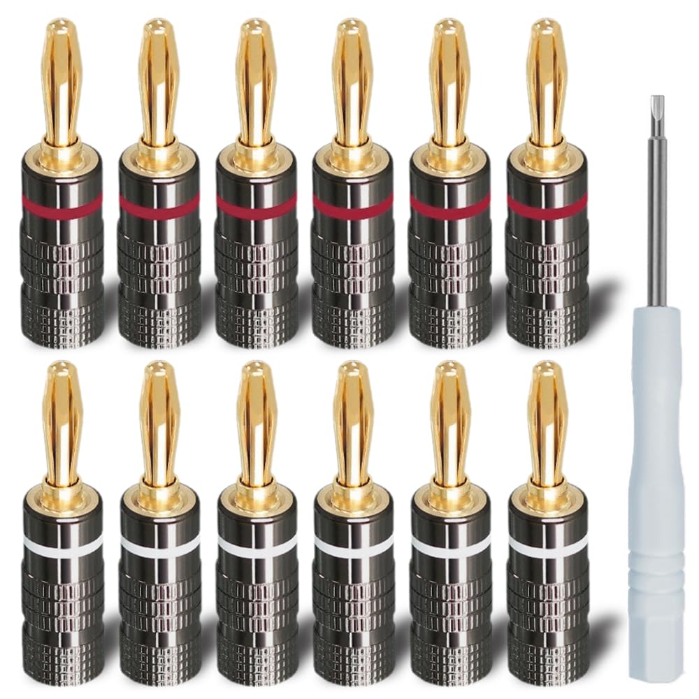 Комплект из 12 штекеров типа «банан», позолоченный 24-каратный аудиокабель 12AWG - 18AWG с драйвером