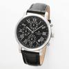 Salvatore Marra Leather Watch SM22103-SSBK Date Display Water Resistant Silver & Black Leather Strap