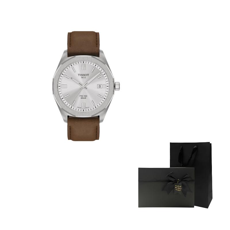 Tissot PRC100 Солнечный кварцевый механизм Мужские часы Часы 39 мм Черный циферблат T151.422.33.051.00
