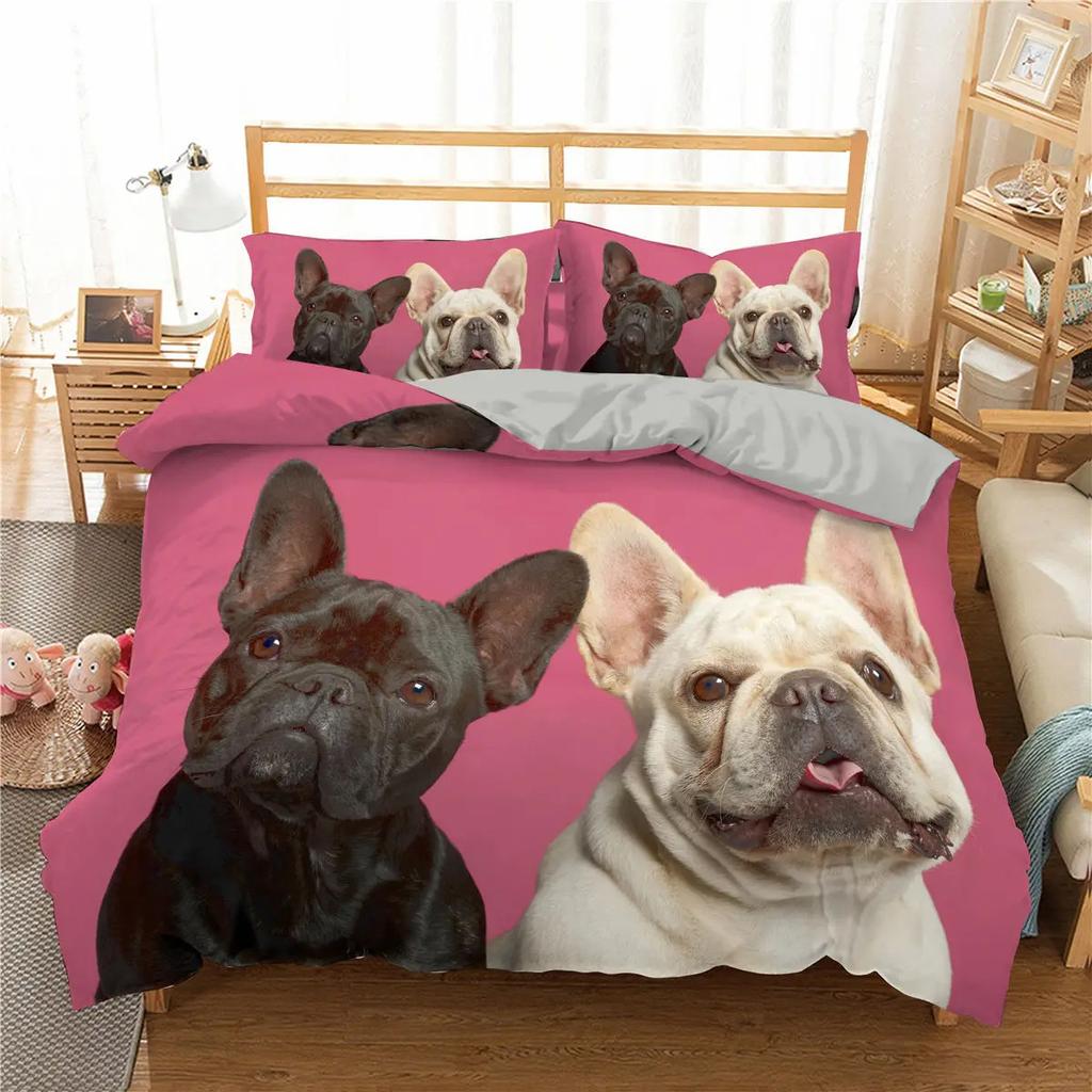 Cuete House Bedding 3D Digital Printing Cute Dog Duvet Quilt Cover Pillowcase Fashion Three-piece Set