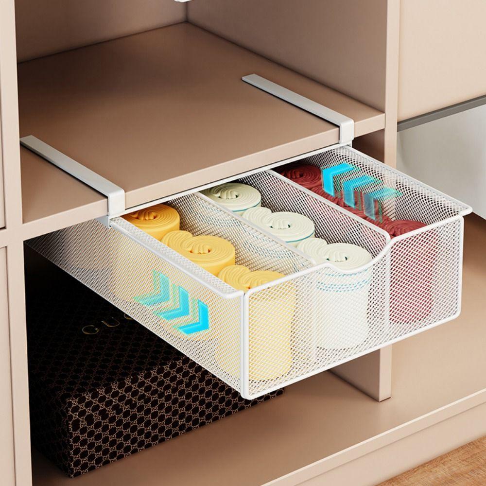 Divided Cabinet Mesh Drawer Breathable Wardrobe Clothes Organizer Closet Hanging Basket Socks