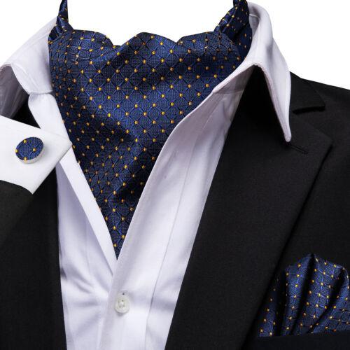 Mens Ascot Tie Set Paisley Cravats Red Black Blue Gold Pink Silk Vintage Scarf