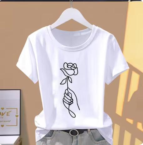 Modal women's printed flower sports fashion casual explosion short-sleeved T-shirt pattern T-shirt women's clothing oversized