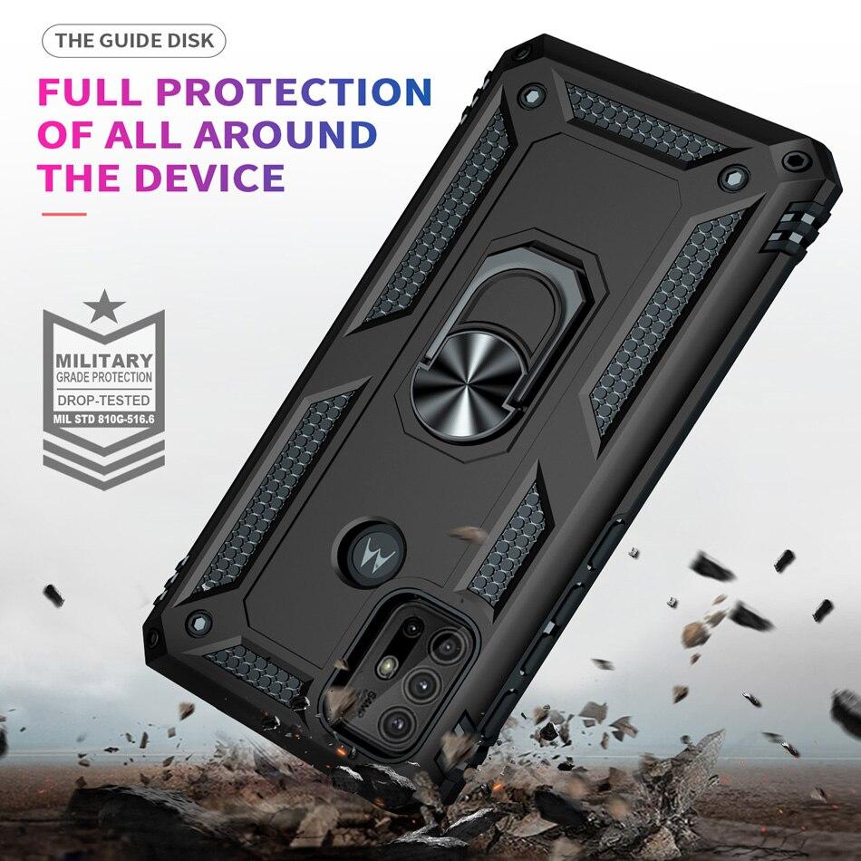 Бронированный чехол для Motorola Moto G Pure G50 G60 G20 G30 E7 G40 Fusion G100 Stylus G8 G9 One 5G Ace Play Power с магнитным кольцом
