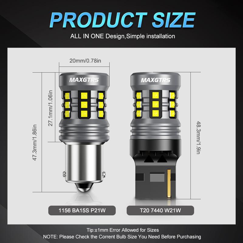 MAXGTRS 2x 1156 Светодиодная P21W BA15S 7440 W21W С чипом XBD Поворотник Запасная лампочка Задний фонарь заднего хода