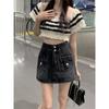 Plus Size Retro High Waist Denim Skirt Bustier Skirt for Women Summer Package Hip A-line Short Skirt Trousers