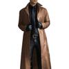 Mens Vintage Long Leather Jackets Autumn Winter Medieval Steampunk PU Leather Trenchcoat Plus Size S-5XL