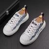 Модная европейская мужская обувь осенняя модная обувь дышащая сочетание цветов парусиновая обувь толстая подошва мужская повседневная обувь