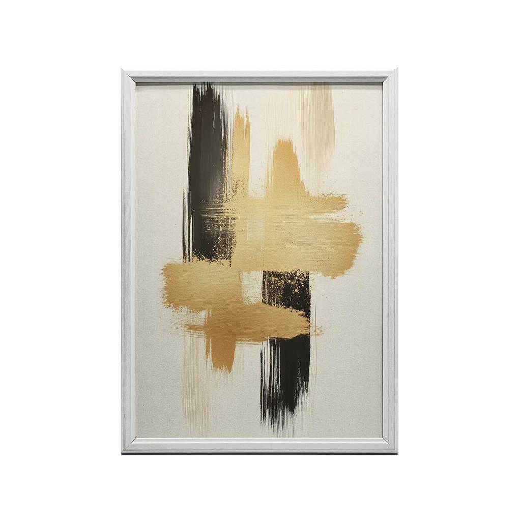 Contrast Gold and Black Contrast Gold and Black, 30X40 Cm, White Wooden Frame, 230 Gsm Matte Paper