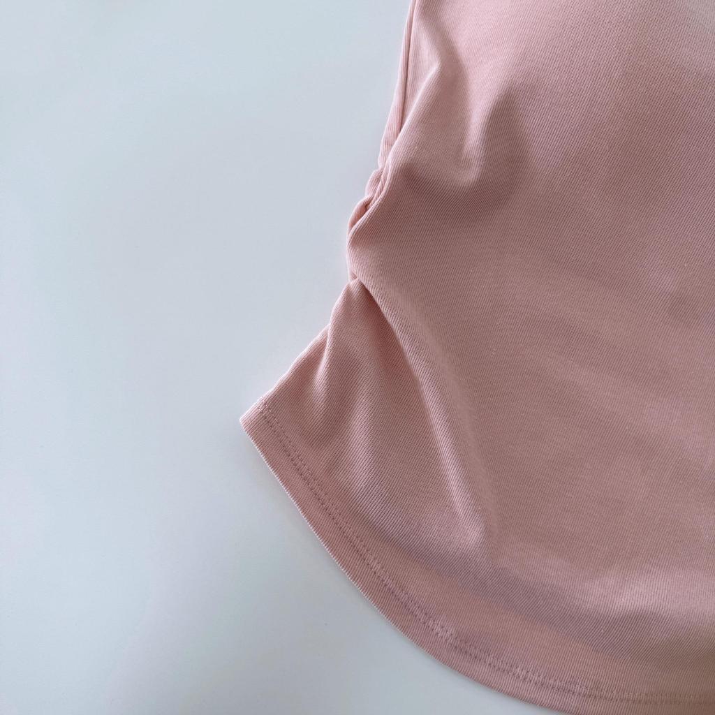 Плиссированный утягивающий топ-майка с нагрудной подушечкой – Дышащий женский повседневный топ-бандо