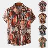 Men's Hawaiian Vacation Casual Cotton Linen Top Printed Short Sleeve Floral Shirt