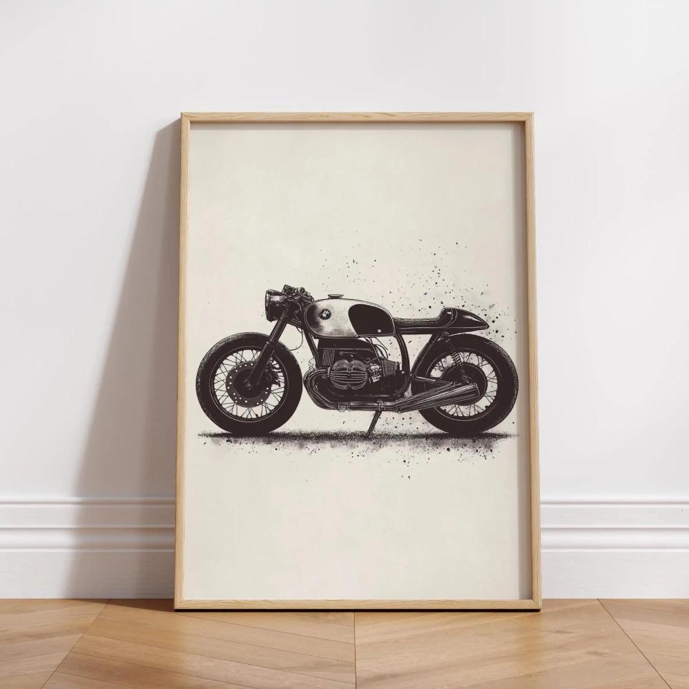 Винтажный постер Cafe Racer – Гранж Мотоциклетное Настенное Искусство Рустикальный Декор Гаража Смелый Принт Мотоцикла Ретро Подарок Байкеру Индустриальные Вайбы