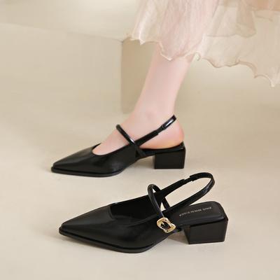 Женские туфли Мэри Джейн на толстом каблуке в стиле ретро, с неглубоким острым носком, удобные офисные туфли-лодочки