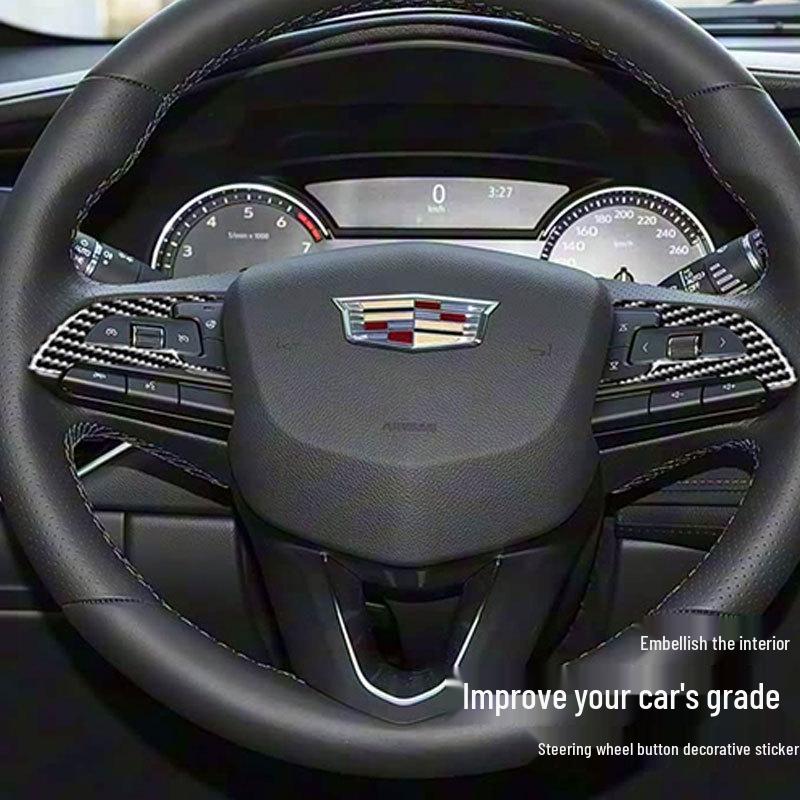 Carbon Fiber Steering Wheel Button Stickers for Cadillac XT4 (2018-2022)