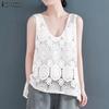 Women Casual Hollow Out Lace Crochet Sleeveless Loose Vest Top