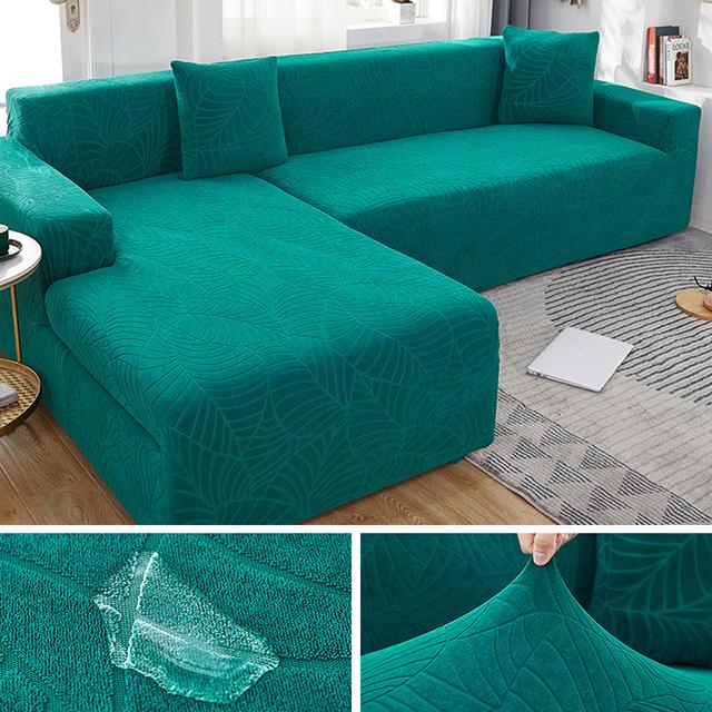 Jacquard Waterproof Sofa Covers Corner Thick Sofa Slipcover Elastic Solid Color Couch Cover For Living Room 1 /2 /3 /4 Seater