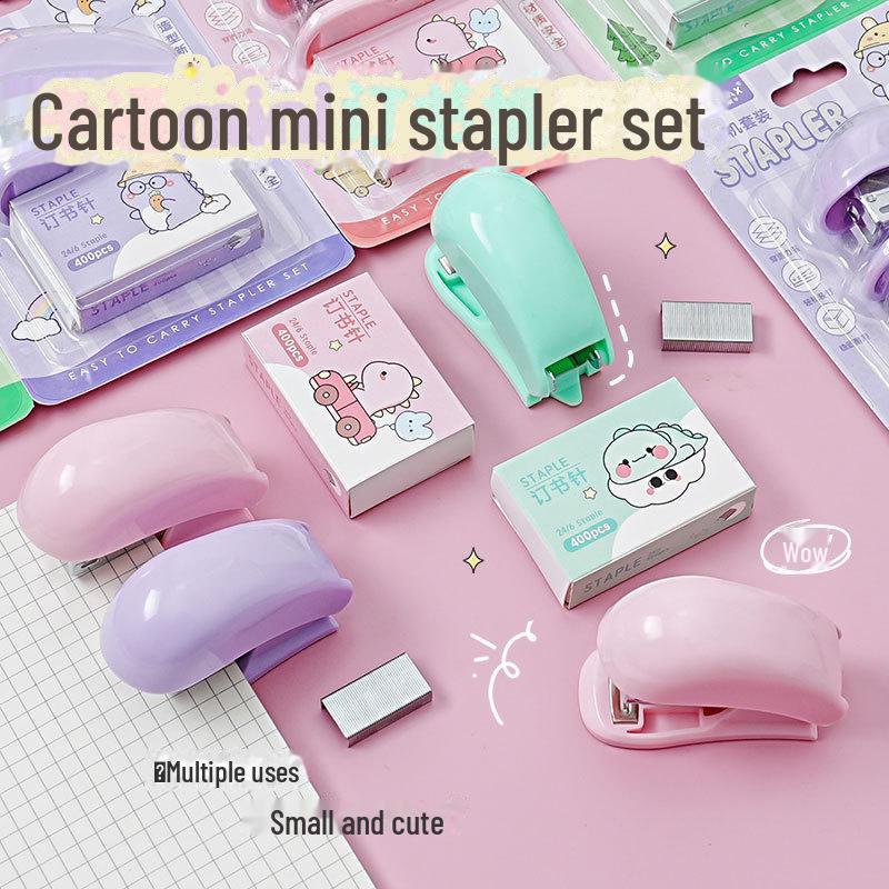 Creative Mini Dinosaur Stapler Set - Cute, Portable, Labor-Saving Binding Tool for Students