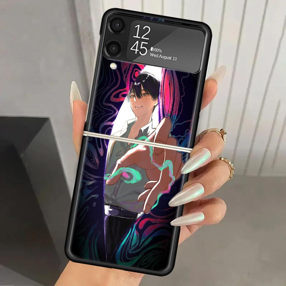 H-Hikaru Ga Shinda Natsu Жесткий ПК Чехол Для Телефона Для Samsung Galaxy Z Flip 7 6 5 4 3 Черный ZFlip7 ZFlip6 Flip5 Flip4 Flip3 5G Печать C