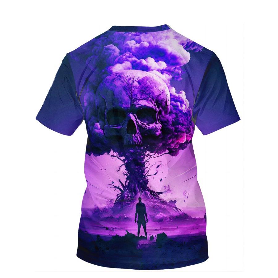 Футболки с рисунком мотоцикла, мужские уличные футболки Purple Blast с 3D принтом, модные топы с круглым вырезом и короткими рукавами, летние футболки