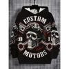 Men's Hooded Hoodies 3D Printed Skull and Rose Sweatshirts Drawstring Sportwear Long Sleeved Tops Street Graphic Men's Clothing