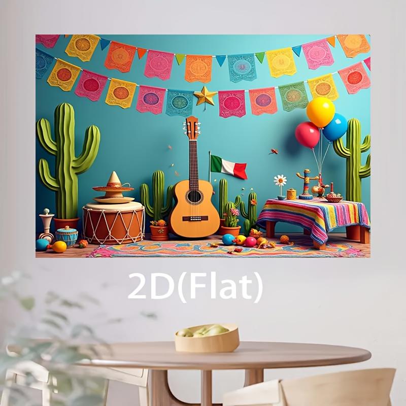 2D plane 1 Mexican festival party banner - Easy to hang - Mexican birthday background decoration
