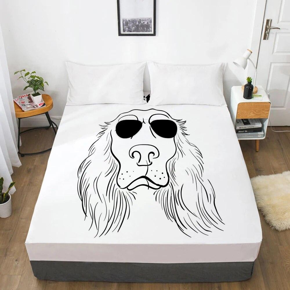 Mattress Cover Fitted Sheet With Elastic Band Bed Sheets Bedding Linens Queen King Size Bedsheet 90/150/160X200CM Black Owl