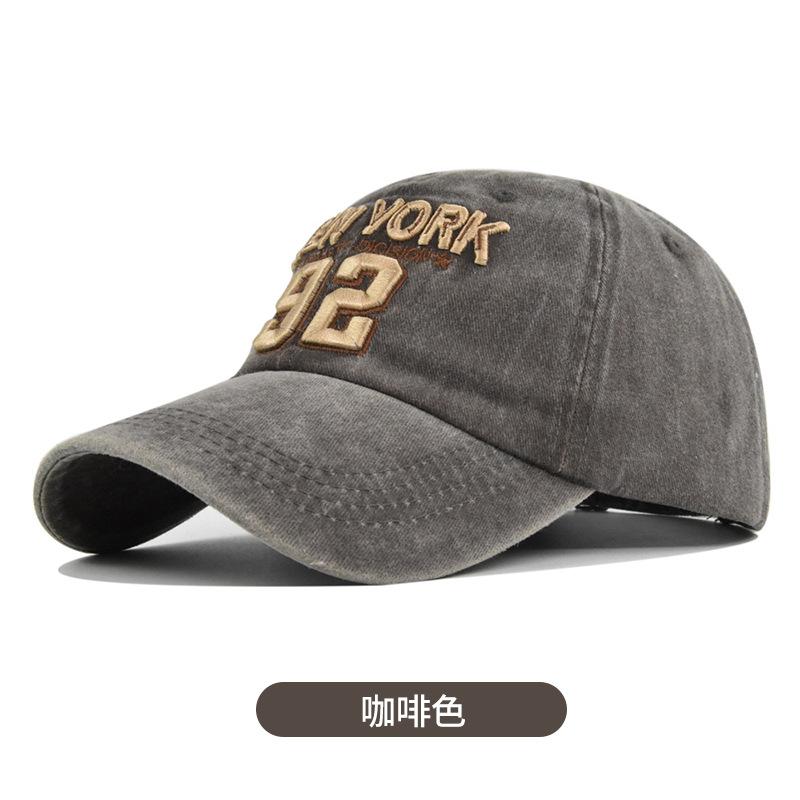 Big Letter 92 3D Embroidered PVC Baseball Cap Unisex Washed Street Casual 6-Panel Adjustable All Seasons Hat