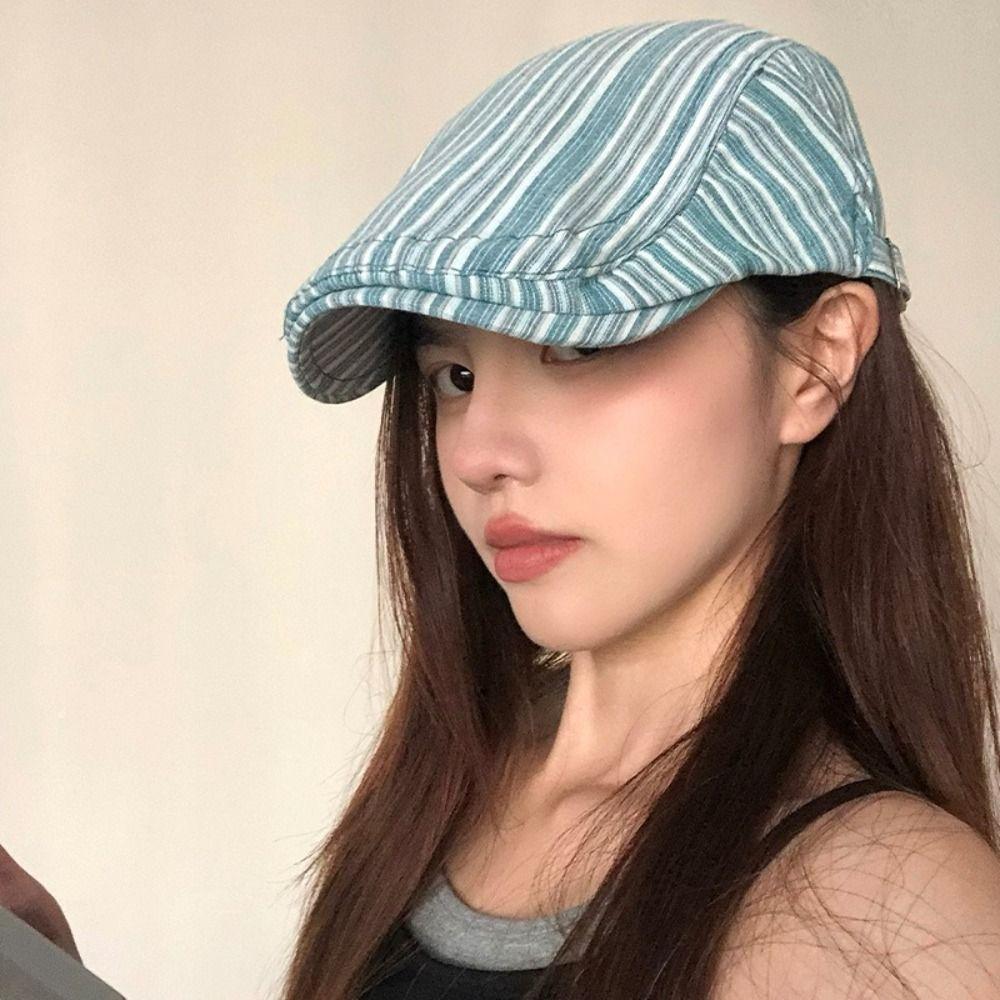 Кепки Y2k с козырьком, полосатая шляпа художника, ретро кепка газетчика, береты