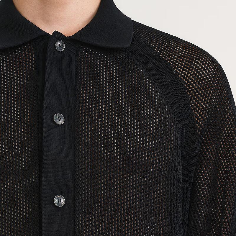 CROQUIS Men's 2025 Spring Jet Black Cotton Cardigan