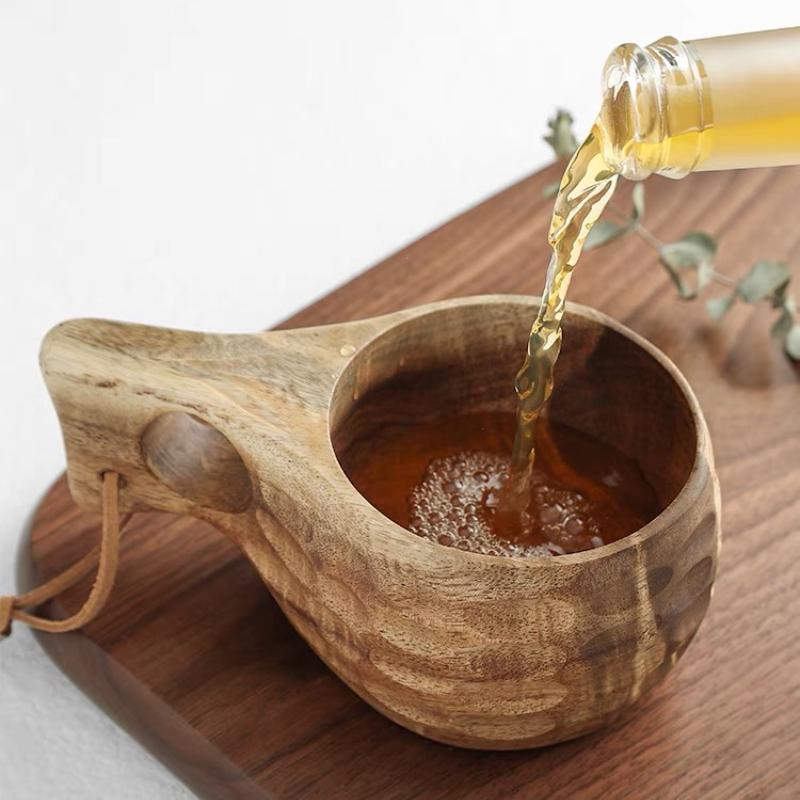 Натуральное дерево, цельный кусок, кружка из Финляндии, для дома, улицы, кемпинга, акация, вырезана без склейки, чашка для молока, чайные чашки