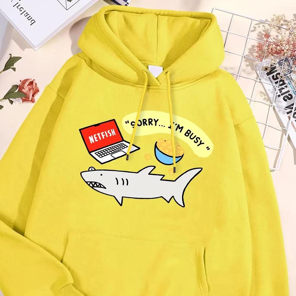 Забавные мультяшные принты с акулами, уличная одежда, мужские и женские пуловеры с круглым вырезом, толстовки, кавайная флисовая уличная мода, парные