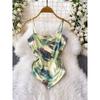 Holiday Style Sexy Backless Strap Cami Women Summer Design Sense Tie-dye Slim Fit Slimming Irregular Top