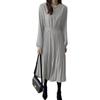 [Nune] Pleated Dress Formal Ladies Long Sleeve Party Dress Occasion One Piece Calf Length Dress Slimmer Trendy Clothes Spring Graduation Ceremony Cute