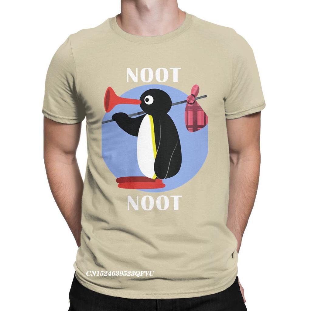 Футболка Noot Noot Pingu Мужская Женская Хлопковая Винтажная Футболка Круглый Вырез Футболка с Пингвином Одежда Харадзюку Классика