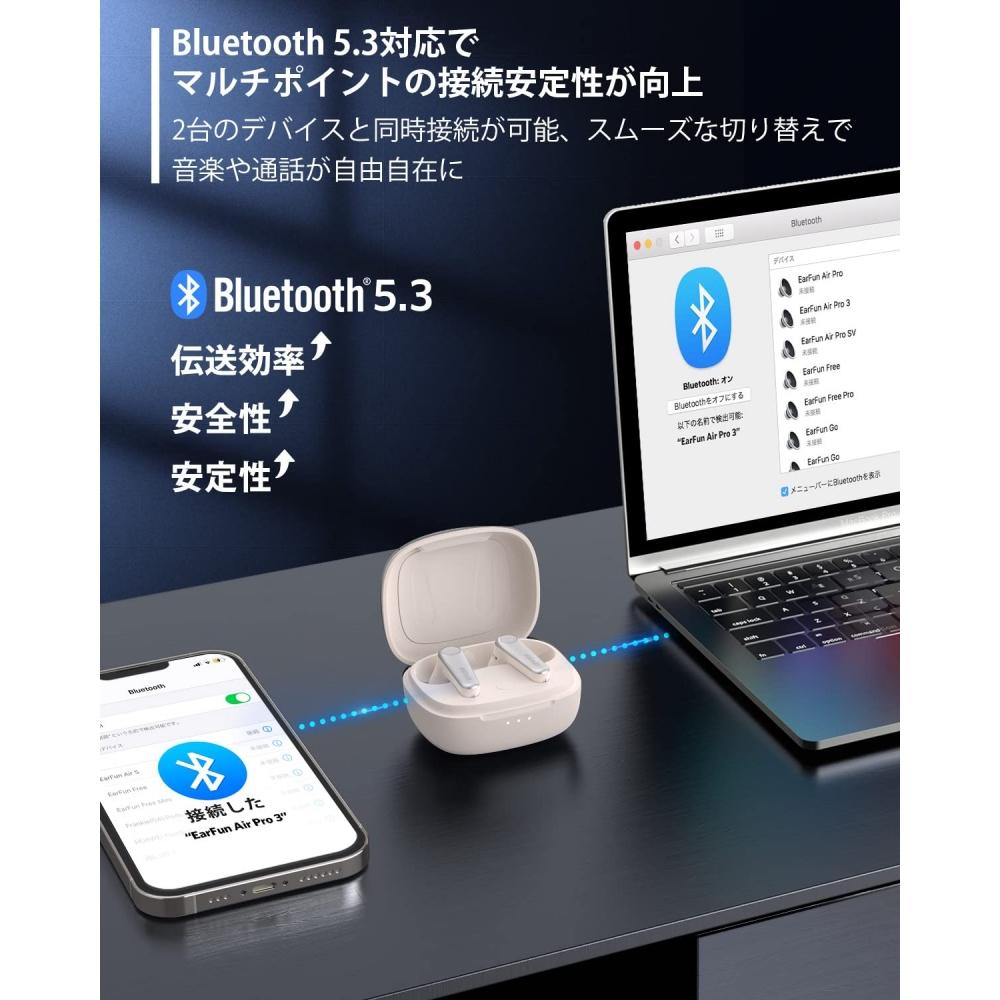 [Золотая награда VGP 2023] EarFun Air Pro 3 Полностью беспроводные наушники с ANC [Шумоподавление до Bluetooth 5.3 + 43 дБ] Оснащены чипом QCC3071