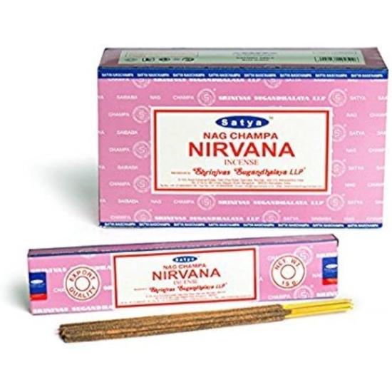 Ароматические палочки Satya Nag Champa Nirvana Agarbatti 1+1Комбо(180 ГМ+180 ГМ ) Коробка | 12 упаковок по 15 грамм в коробке | Экспортное качество