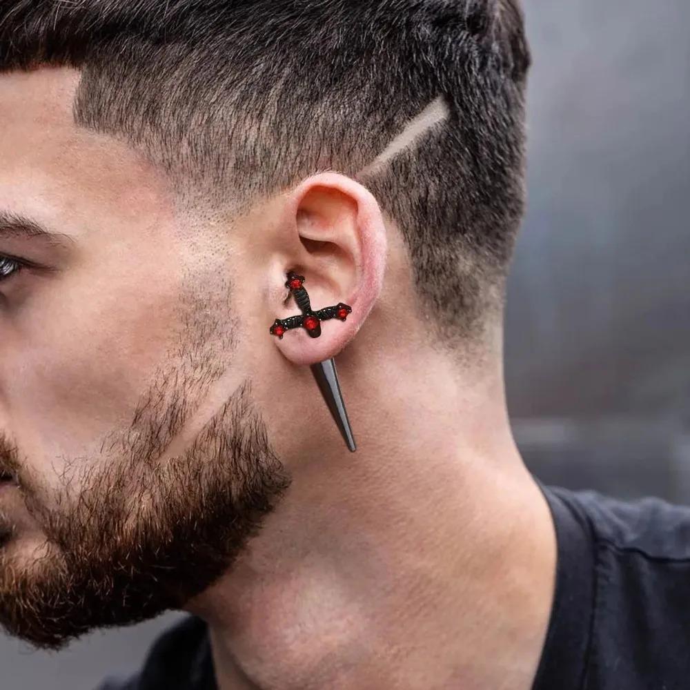 Kinitial Серьги-кинжалы Винтажные Крутые Панк Кристальные Ушные Манжеты Готика Кинжал Готические Серьги Украшения Подарок Для Мужчин Рок Годовщина