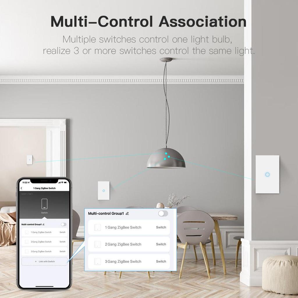 Tuya Smart Life Zigbee Touch настенный выключатель без нейтрального провода, не требуется конденсатор, управление через приложение, совместимое с Alexa Google Home