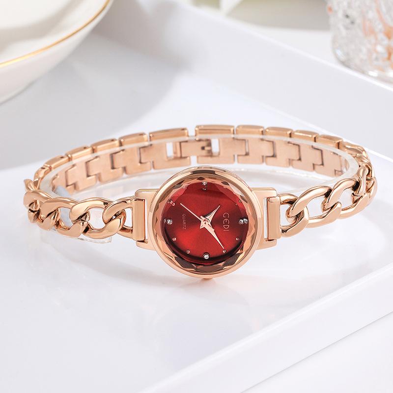 Gedi Fashion Градиентный циферблат Женские джинсовые часы-цепочка Водонепроницаемые кварцевые часы