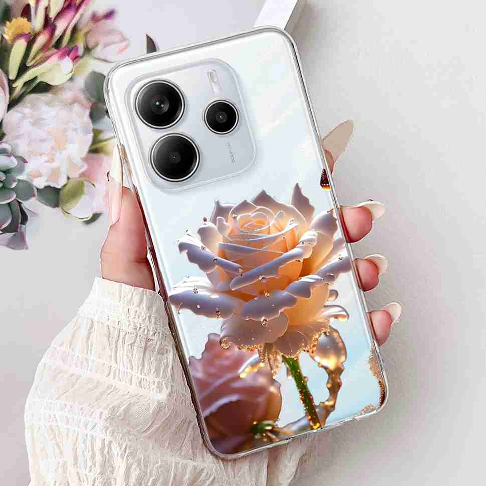 Чехол для Xiaomi Redmi Note 14 Pro 5G, красивый чехол с цветочным сердцем, мягкий силиконовый корпус для Redmi Note 14 Note14 4G, чехол