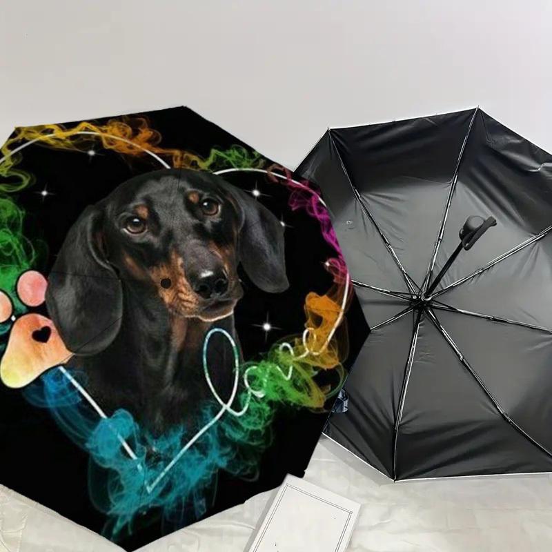 1pc Dachshund Love Heart Umbrella with Plastic Handle,Suitable for All Seasons Home Travel Outdoor UmbrellaDD1748