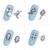 2 Pieces 3D Silver Nail Art Jewelry Japanese Nail Decoration High Quality Zircon Crystal Manicure Zircon Diamond Amulet