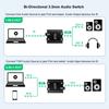 The COOIDEA Stereo Audio along with a audio supports 1 input 2 output or 2 input 1 and is a AUX audio speaker selector for mobile and 3.5mm Switcher,