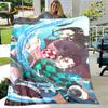 Anime Cartoon Demon Slayer Blanket,Flannel Blanket Throw Blanket,Sherpa Warm Children's Blanket for Living Room Bedroom Beds