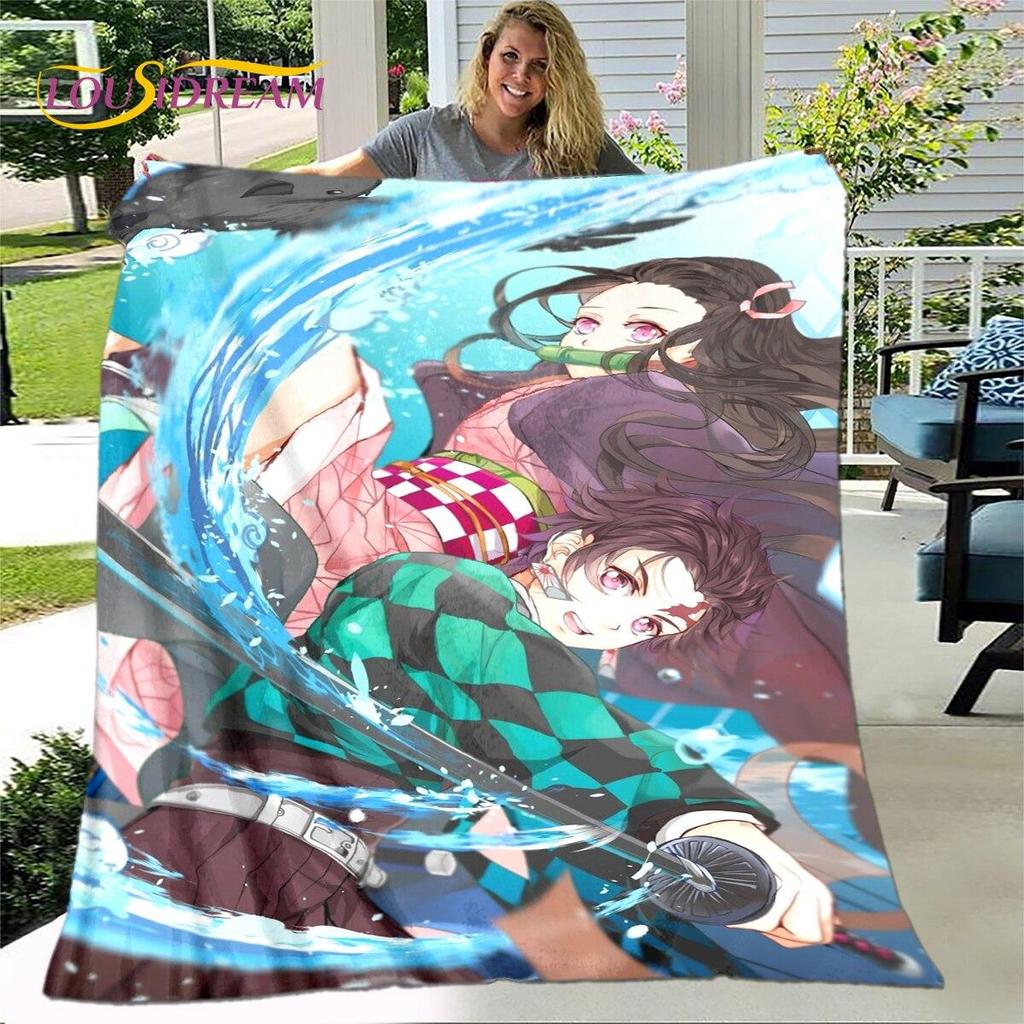 Anime Cartoon Demon Slayer Blanket,Flannel Blanket Throw Blanket,Sherpa Warm Children's Blanket for Living Room Bedroom Beds