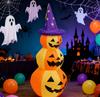 Надувные тыквы для Хэллоуина 1.5 метра, stacked pumpkins, с шляпой ведьмы, надувная тыква для Хэллоуина, со встроенным светодиодом